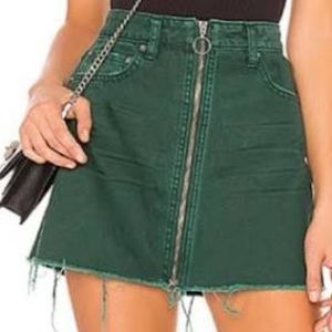 We the Free Zip It Up Green Mini Skirt Small 26